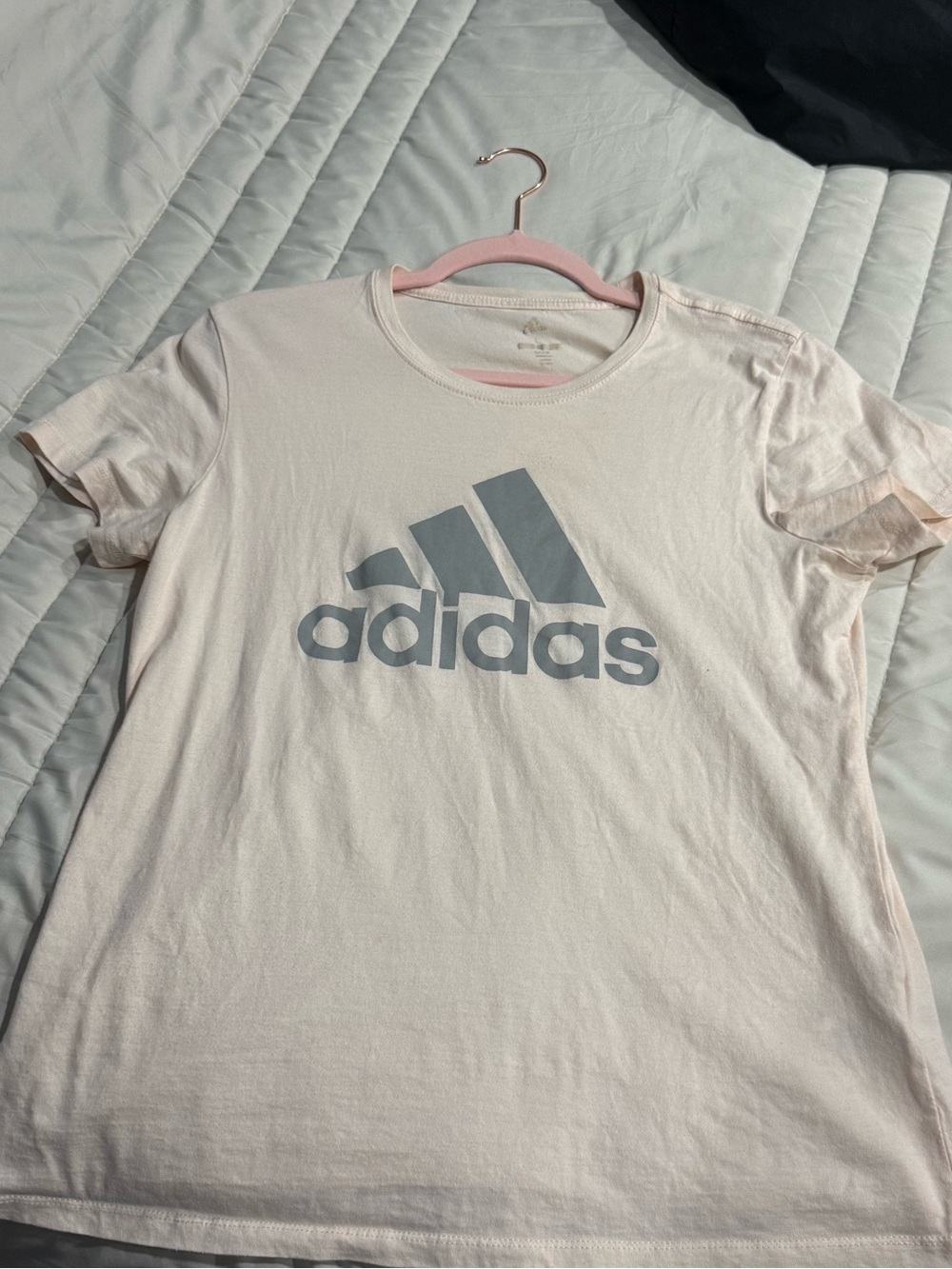 adidas Light Pink Tee with Gray Logo
